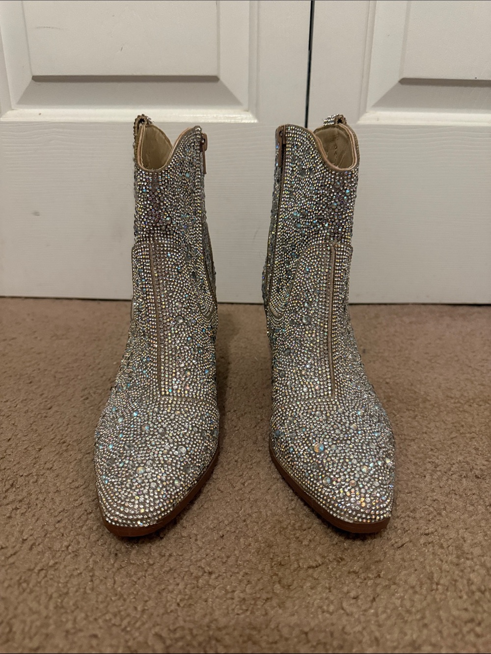 Mi.iM Crystal-Covered Ankle Booties - Silver